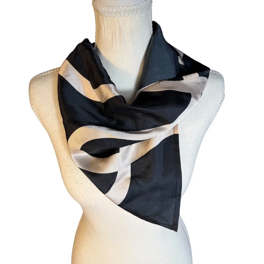 Future Collective x Alani Noelle Satin Scarf Black Cream Abstract